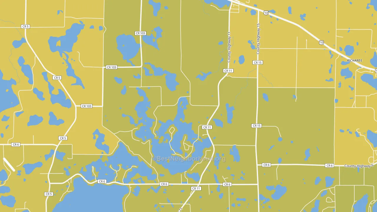 Map of the best neighborhoods in the Audubon area, with better matches in green and worse matches in red