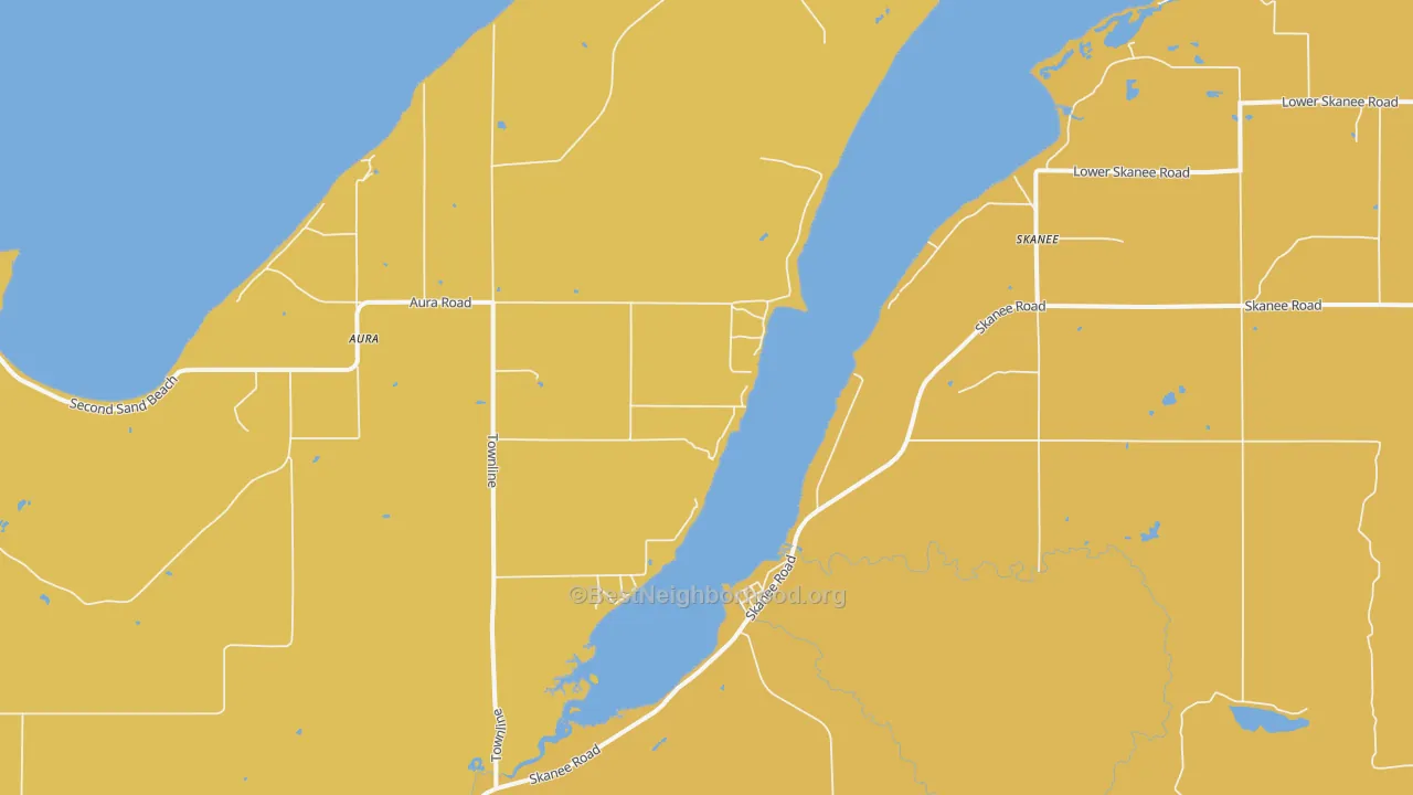 Map of the best neighborhoods in the Aura area, with better matches in green and worse matches in red