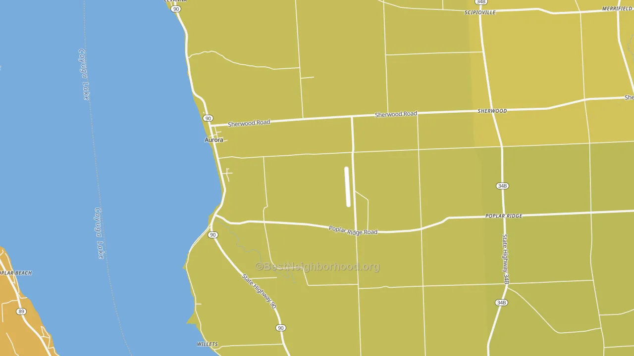 Map of the best neighborhoods in the Aurora area, with better matches in green and worse matches in red