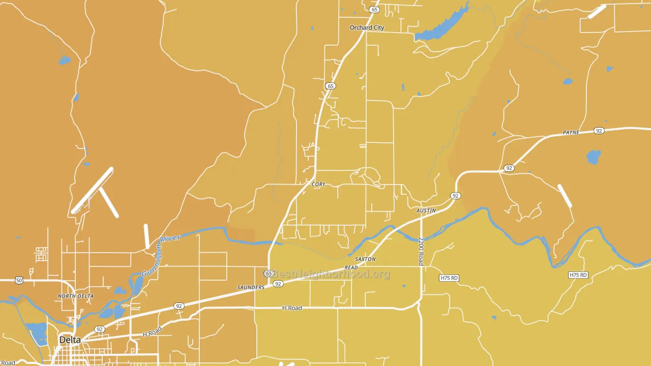 Map of the best neighborhoods in the Austin area, with better matches in green and worse matches in red