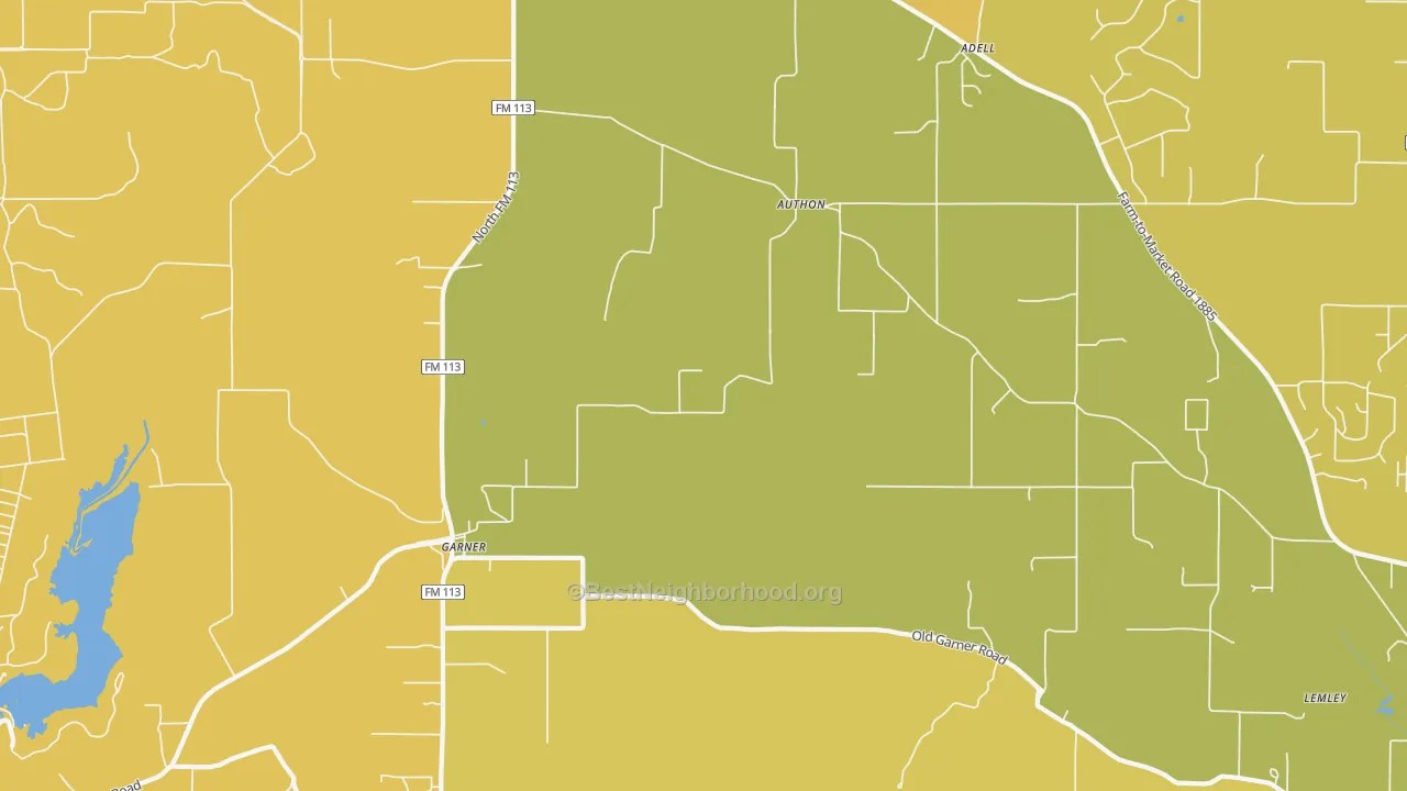 Map of the best neighborhoods in the Authon area, with better matches in green and worse matches in red