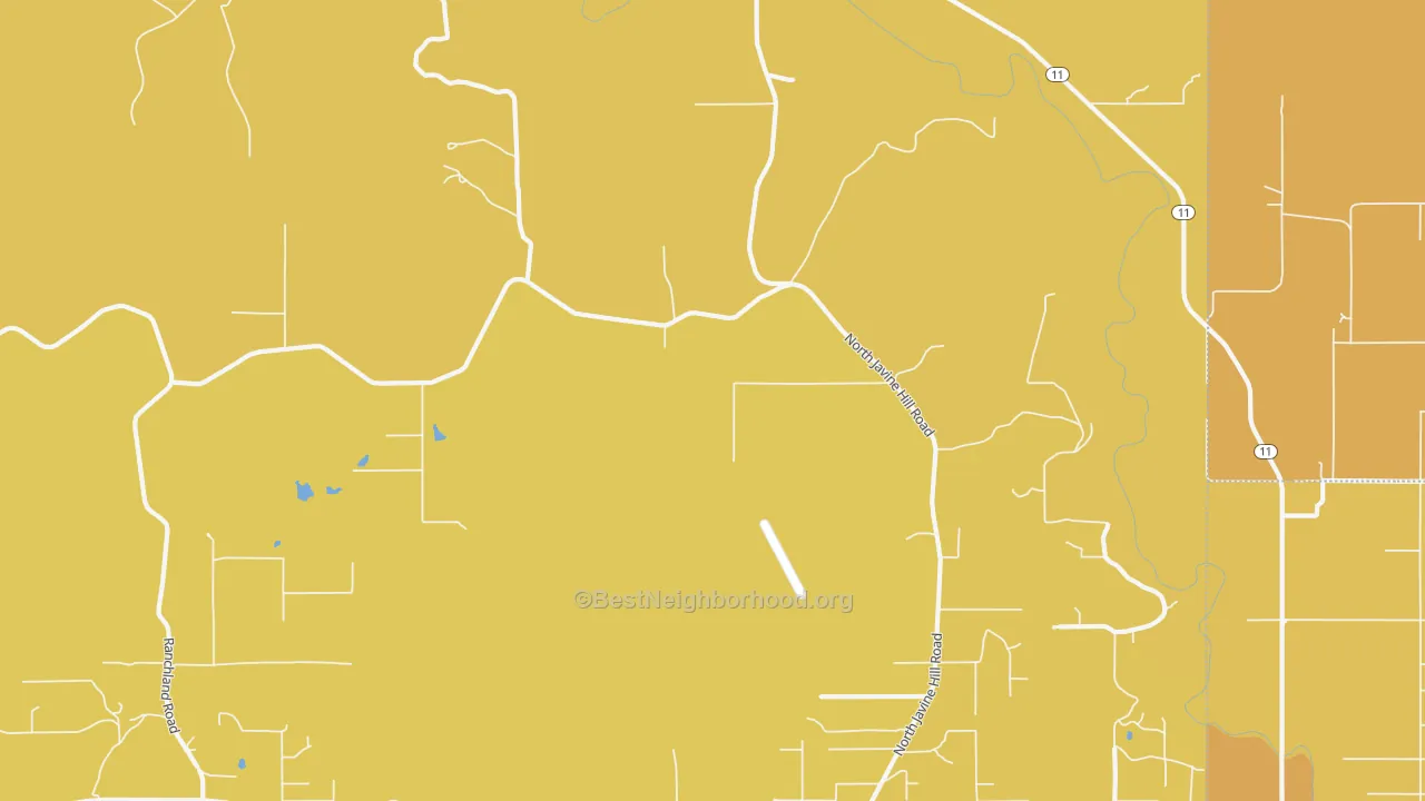 Map of the best neighborhoods in the Avant area, with better matches in green and worse matches in red