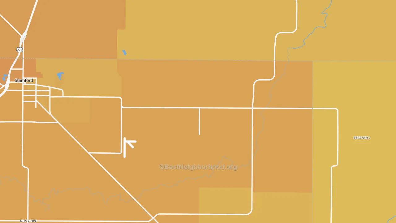 Map of the best neighborhoods in the Avoca area, with better matches in green and worse matches in red