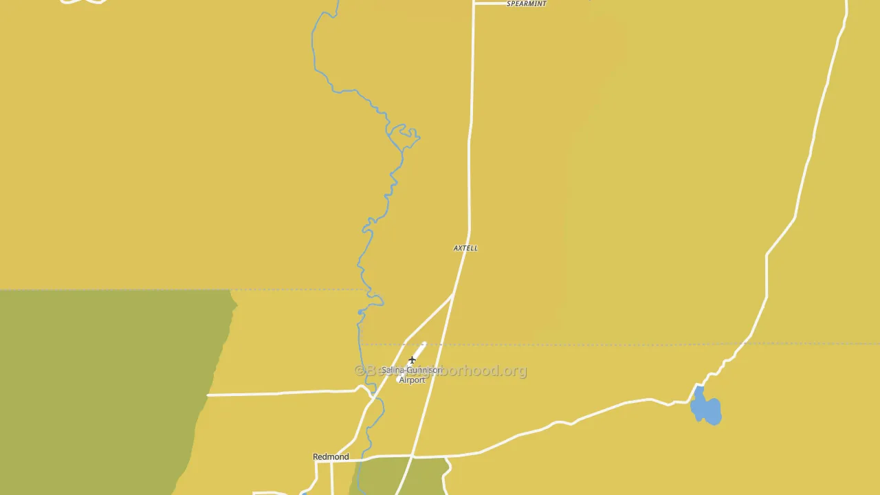 Map of the best neighborhoods in the Axtell area, with better matches in green and worse matches in red