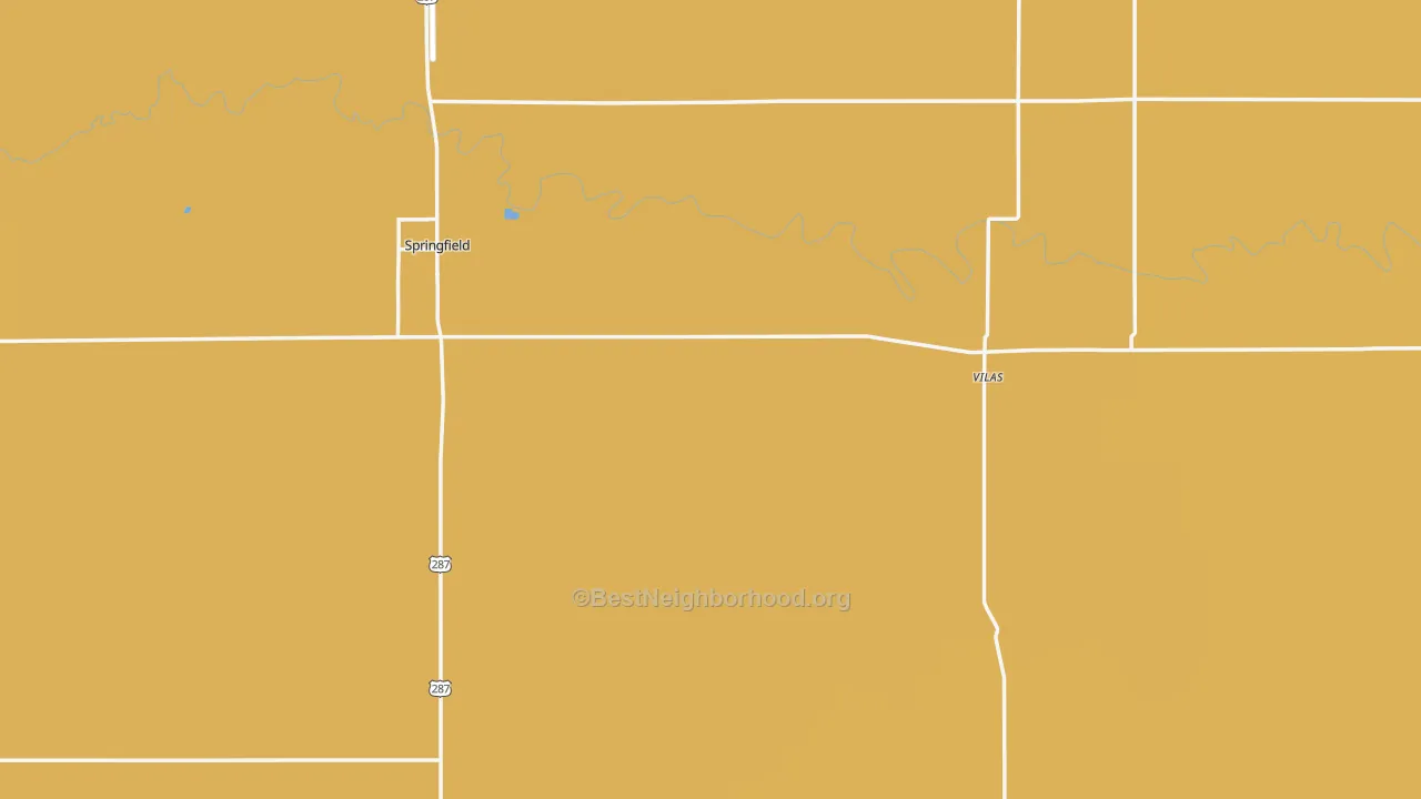 Map of the best neighborhoods in the Baca County area, with better matches in green and worse matches in red