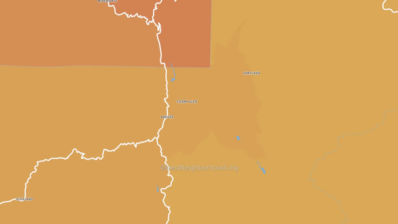 Map of the best neighborhoods in the Badger area, with better matches in green and worse matches in red