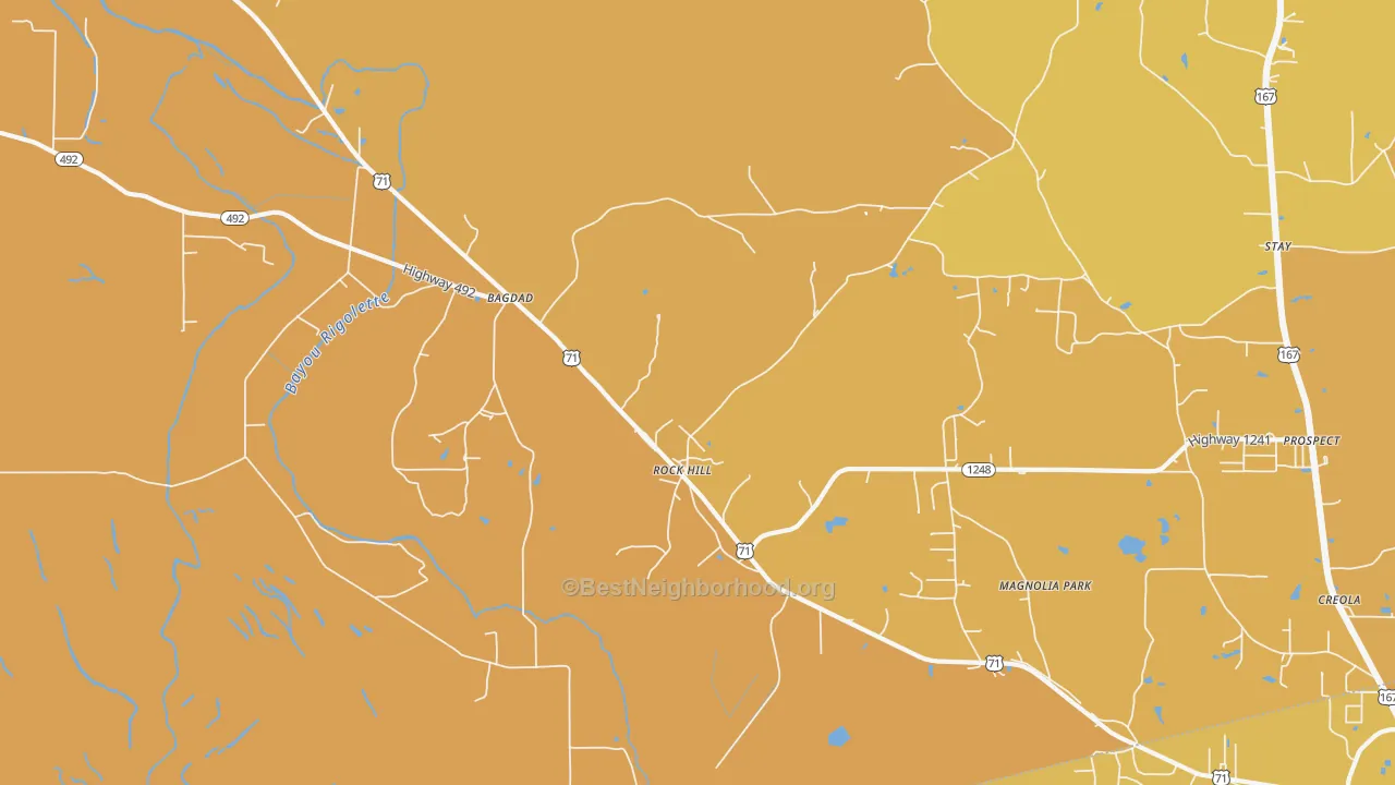 Map of the best neighborhoods in the Bagdad area, with better matches in green and worse matches in red
