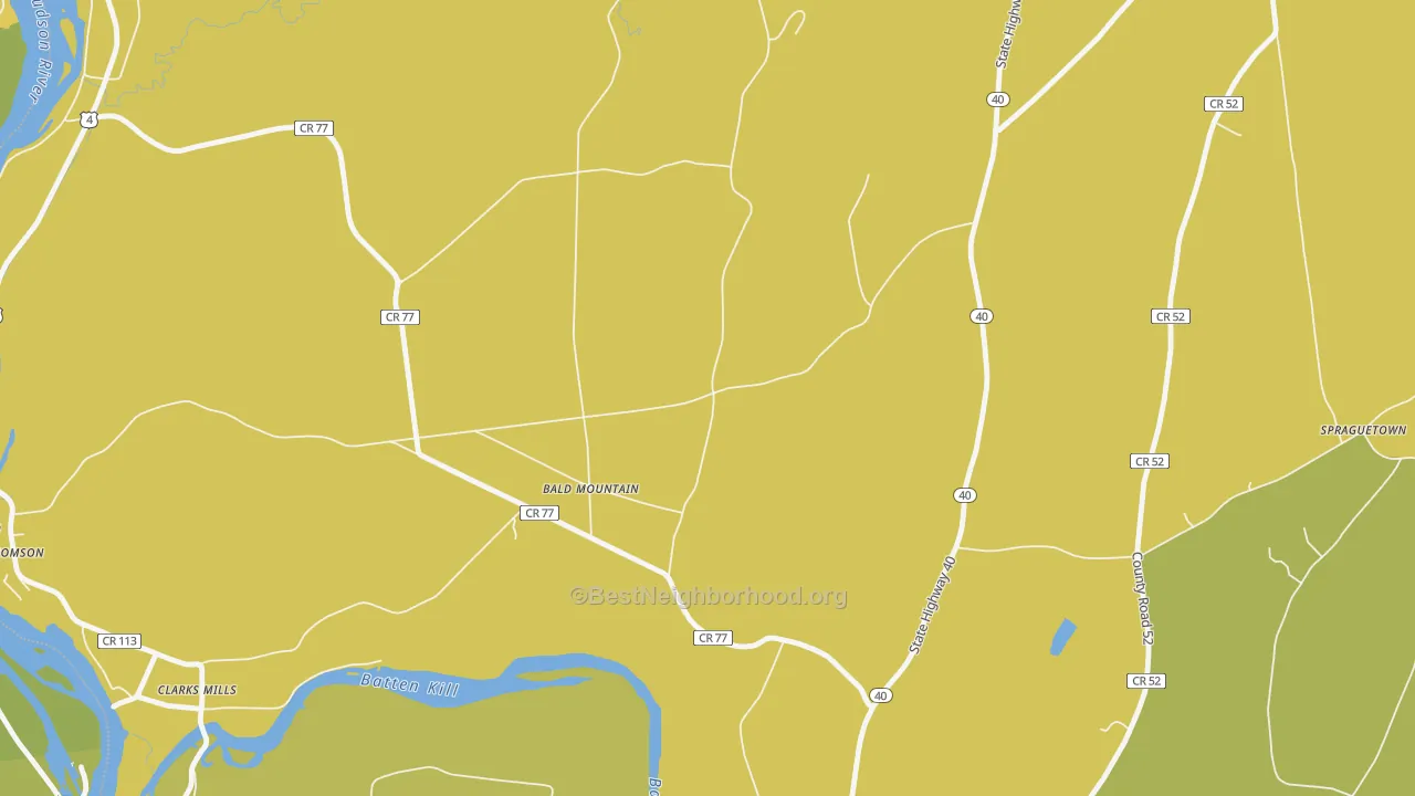 Map of the best neighborhoods in the Bald Mountain area, with better matches in green and worse matches in red