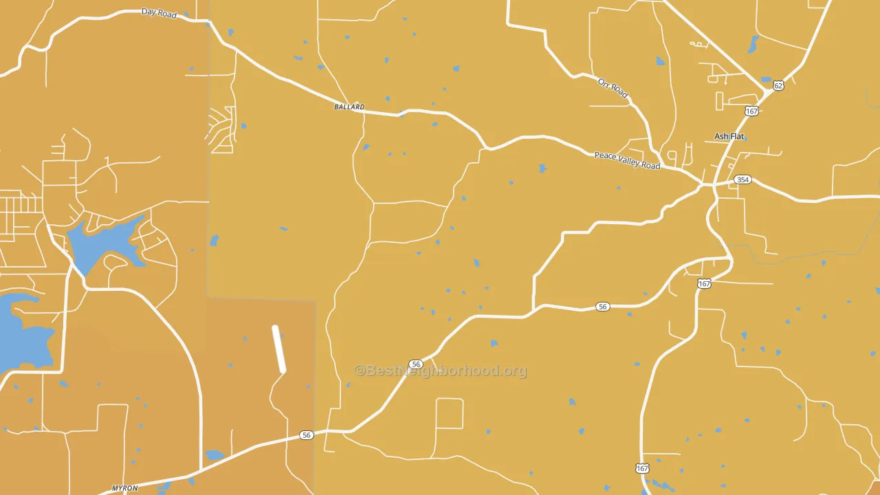 Map of the best neighborhoods in the Ballard area, with better matches in green and worse matches in red