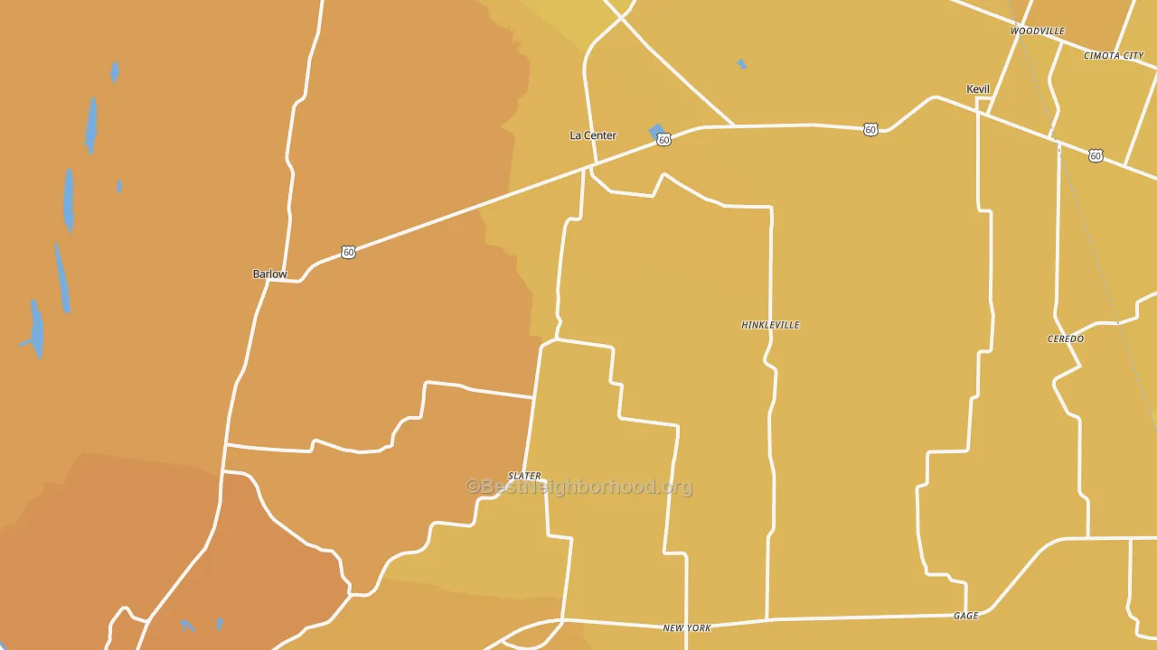 Map of the best neighborhoods in the Ballard County area, with better matches in green and worse matches in red