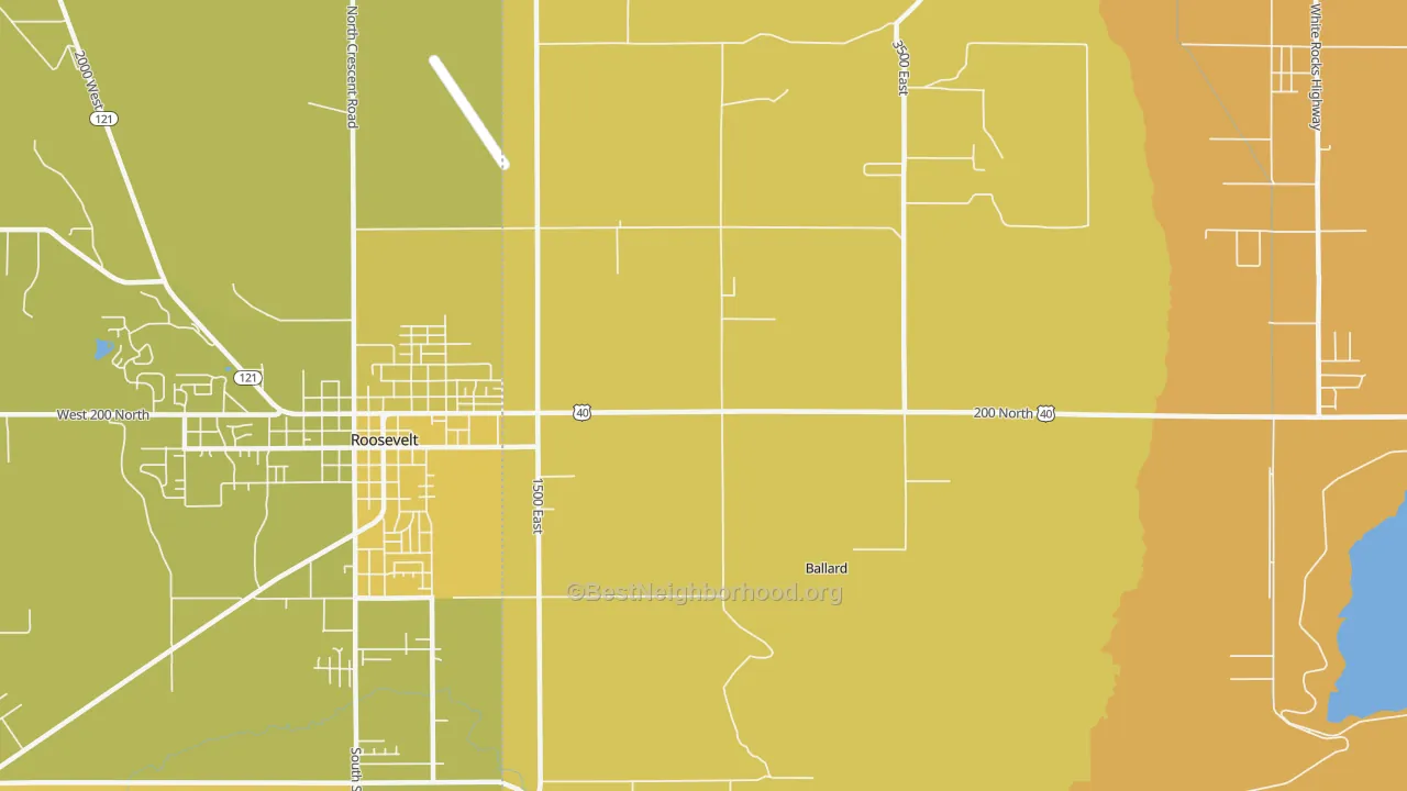 Map of the best neighborhoods in the Ballard area, with better matches in green and worse matches in red