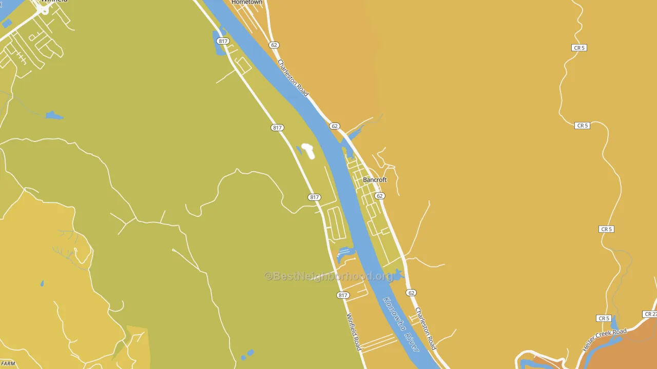 Map of the best neighborhoods in the Bancroft area, with better matches in green and worse matches in red