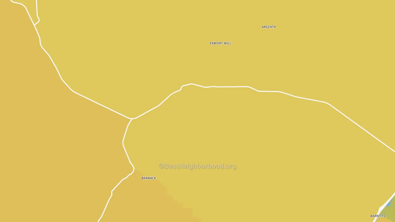 Map of the best neighborhoods in the Bannack area, with better matches in green and worse matches in red