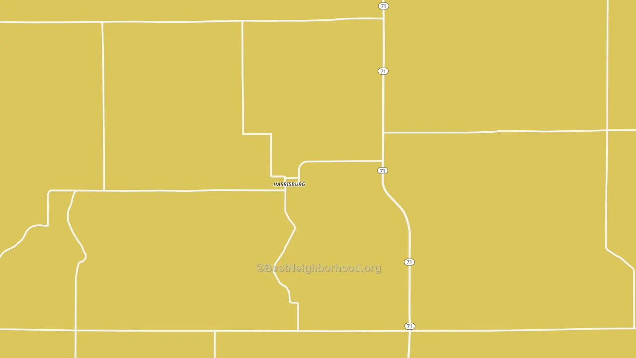 Map of the best neighborhoods in the Banner County area, with better matches in green and worse matches in red