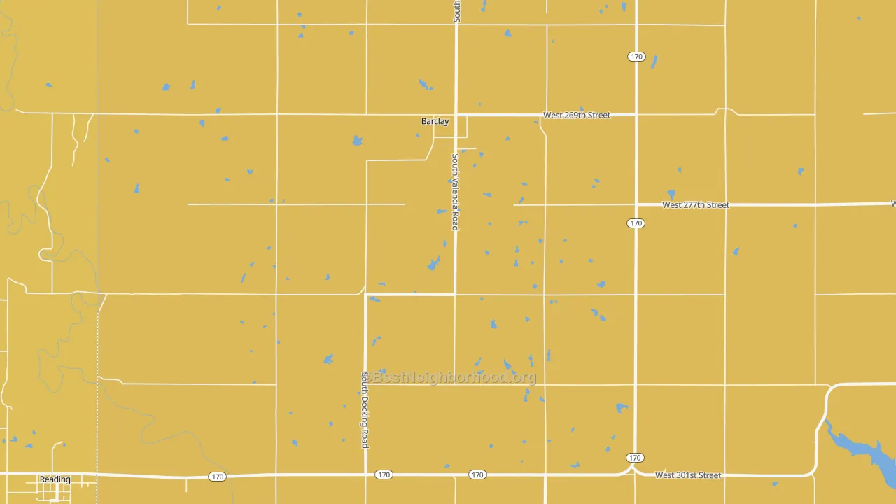 Map of the best neighborhoods in the Barclay area, with better matches in green and worse matches in red