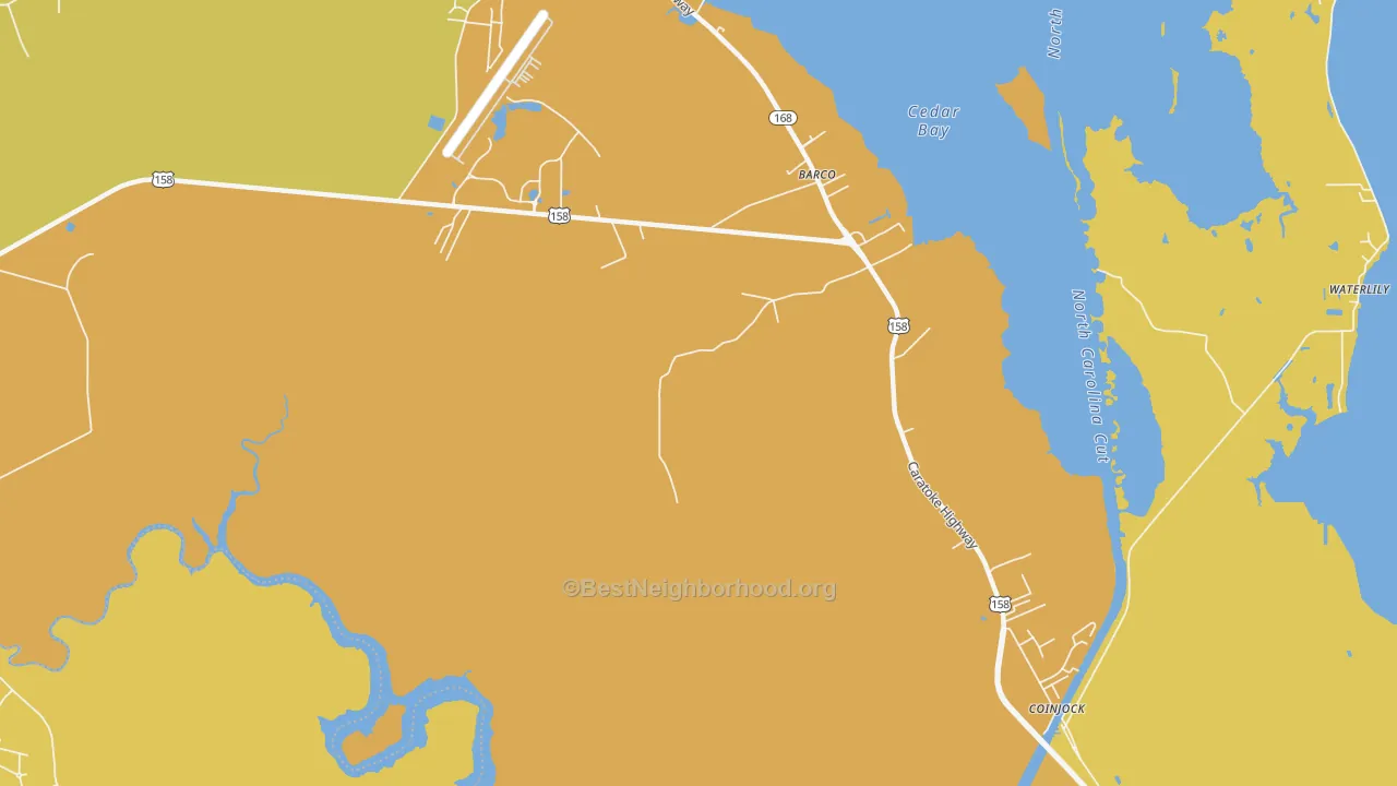Map of the best neighborhoods in the Barco area, with better matches in green and worse matches in red