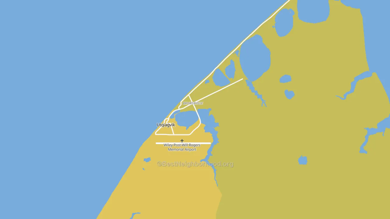 Map of the best neighborhoods in the Barrow area, with better matches in green and worse matches in red