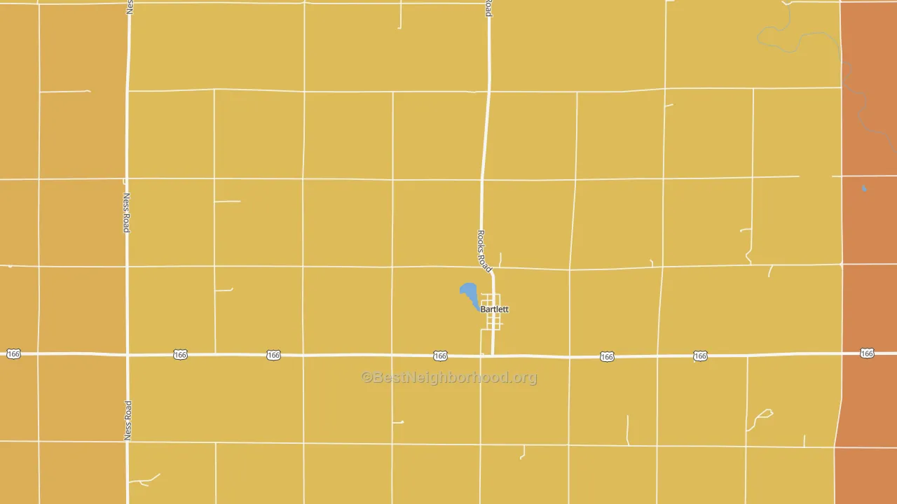 Map of the best neighborhoods in the Bartlett area, with better matches in green and worse matches in red