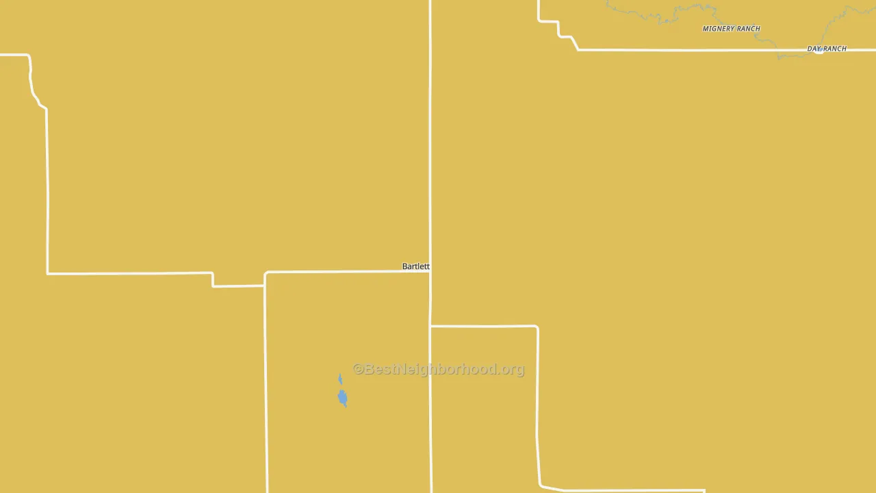 Map of the best neighborhoods in the Bartlett area, with better matches in green and worse matches in red