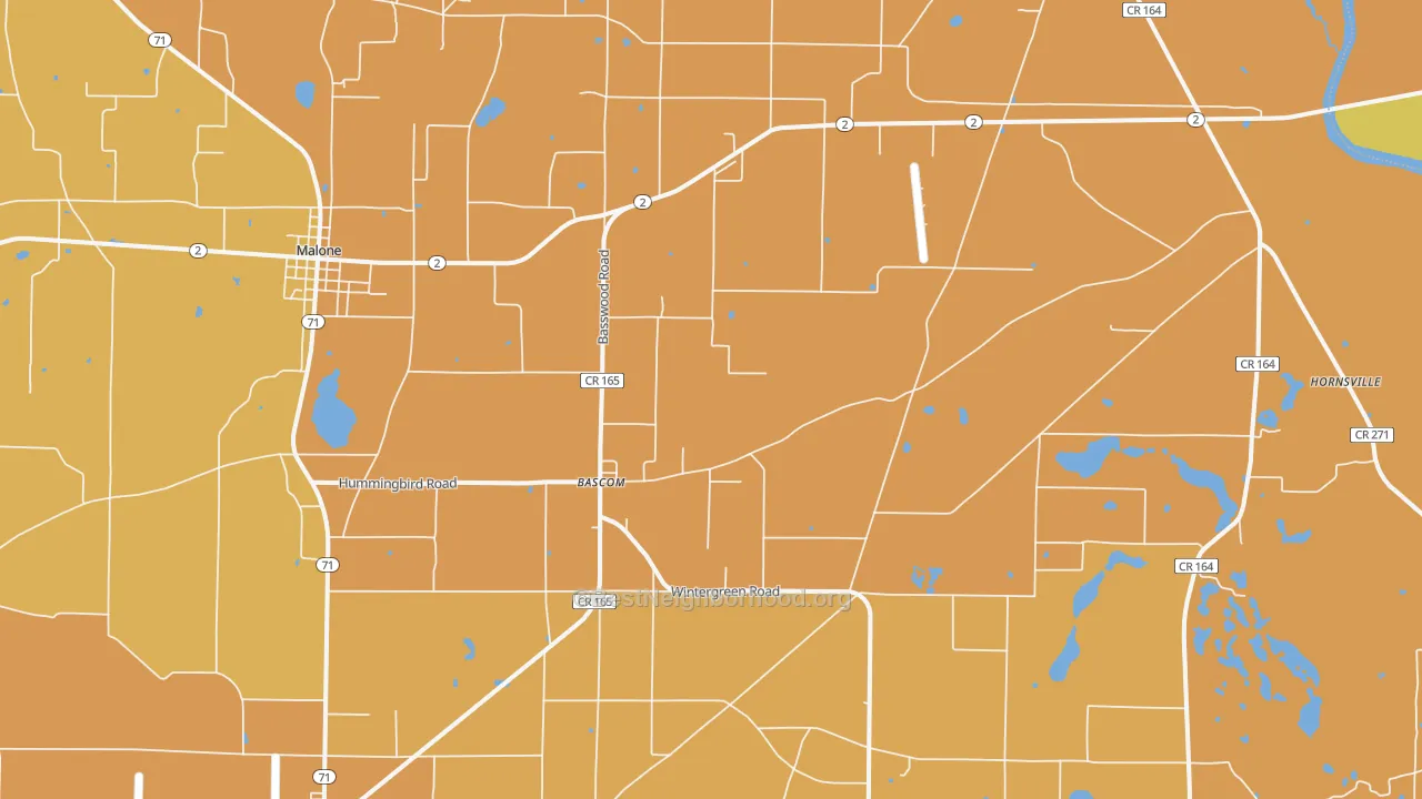 Map of the best neighborhoods in the Bascom area, with better matches in green and worse matches in red