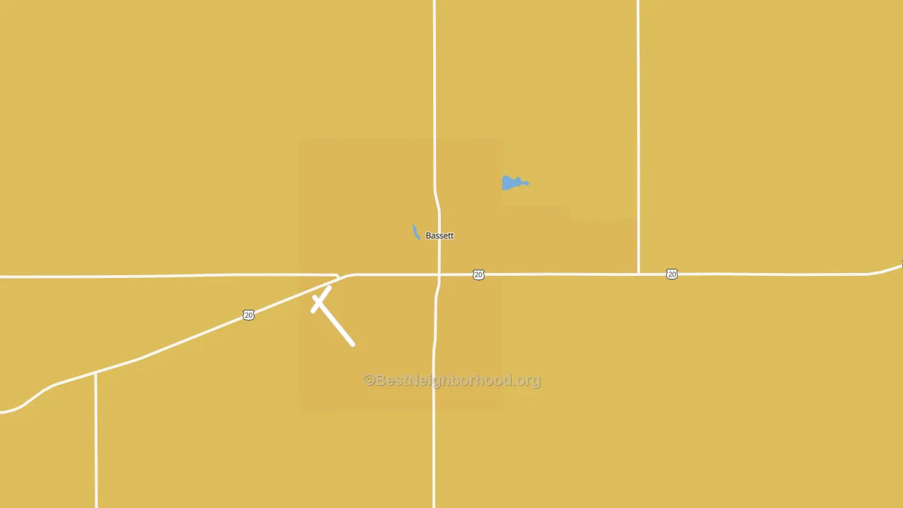 Map of the best neighborhoods in the Bassett area, with better matches in green and worse matches in red