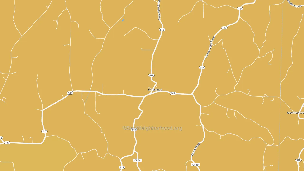 Map of the best neighborhoods in the Batesville area, with better matches in green and worse matches in red