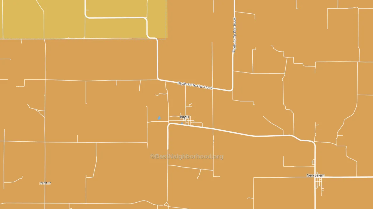 Map of the best neighborhoods in the Baylis area, with better matches in green and worse matches in red