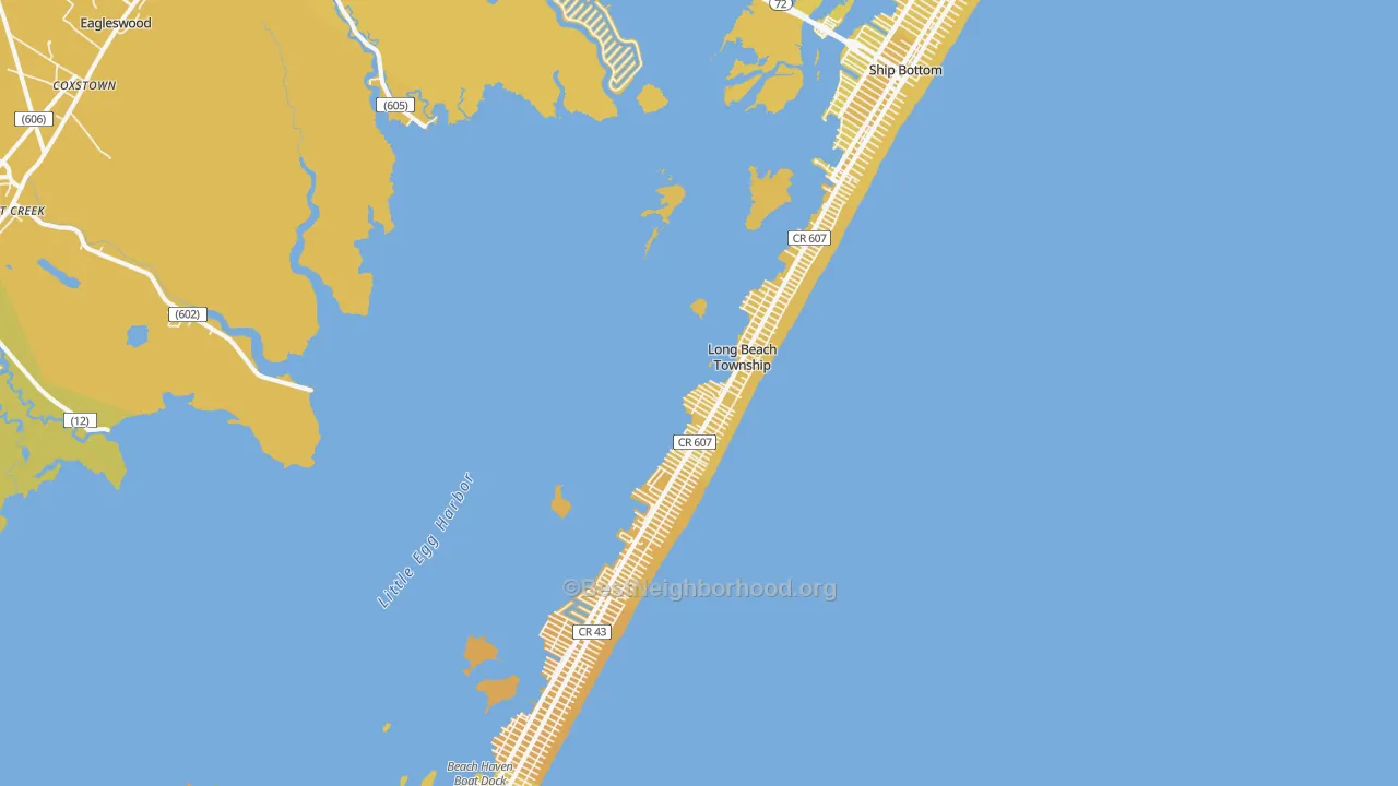 Map of the best neighborhoods in the Beach Haven area, with better matches in green and worse matches in red