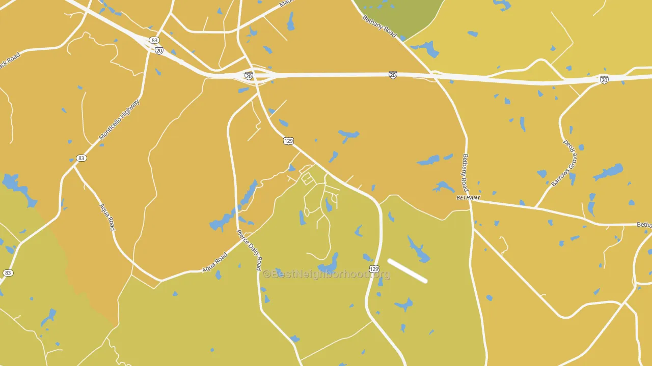 Map of the best neighborhoods in the Beacon Heights area, with better matches in green and worse matches in red