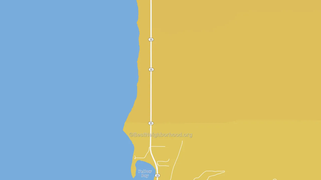 Map of the best neighborhoods in the Bear Dance area, with better matches in green and worse matches in red
