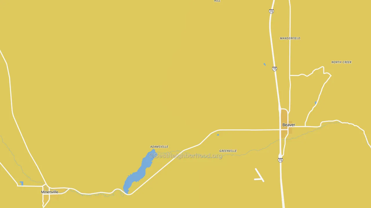Map of the best neighborhoods in the Beaver County area, with better matches in green and worse matches in red