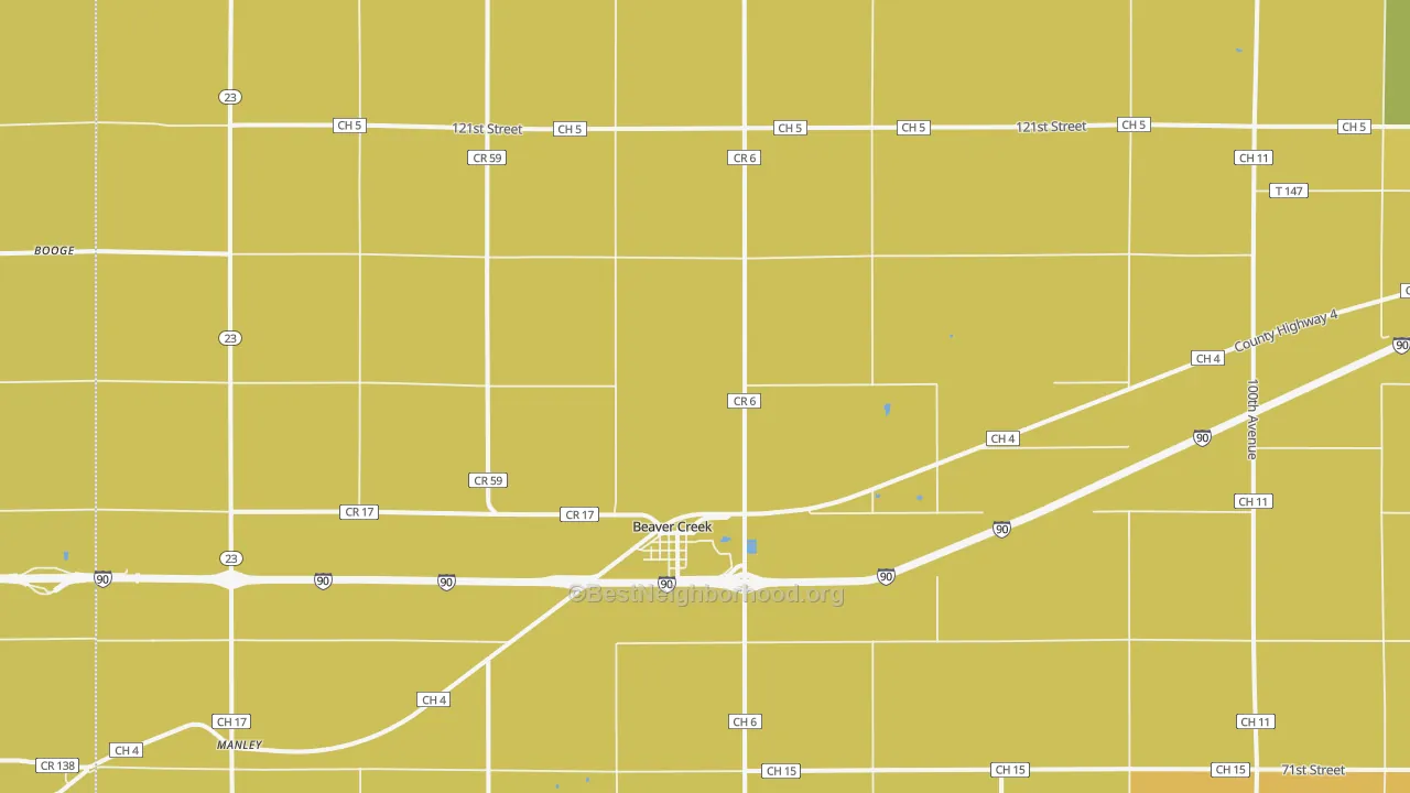 Map of the best neighborhoods in the Beaver Creek area, with better matches in green and worse matches in red