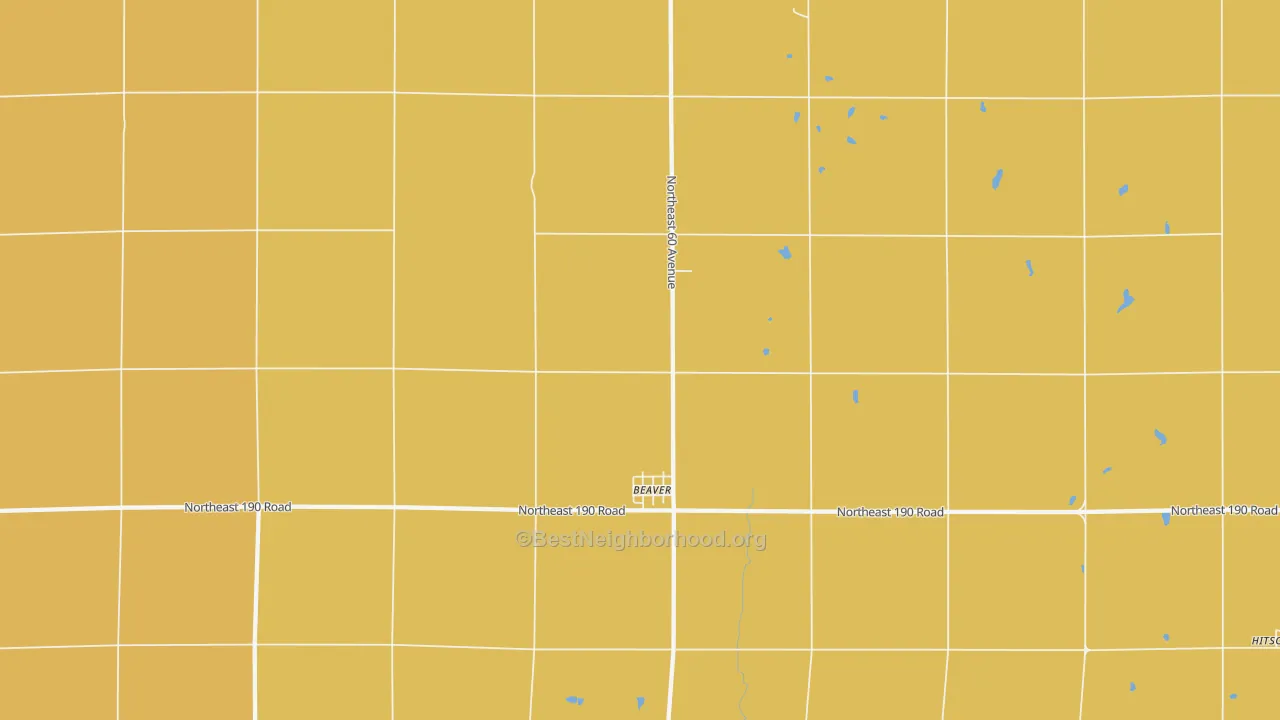 Map of the best neighborhoods in the Beaver area, with better matches in green and worse matches in red