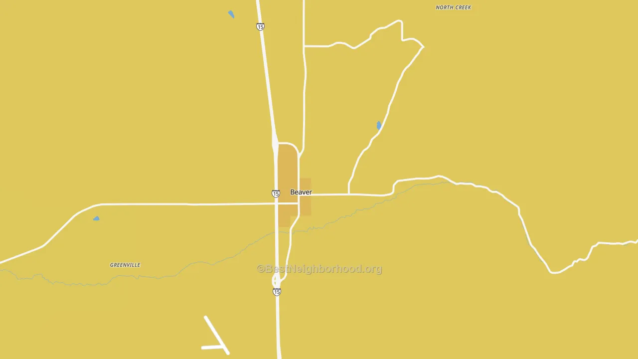 Map of the best neighborhoods in the Beaver area, with better matches in green and worse matches in red