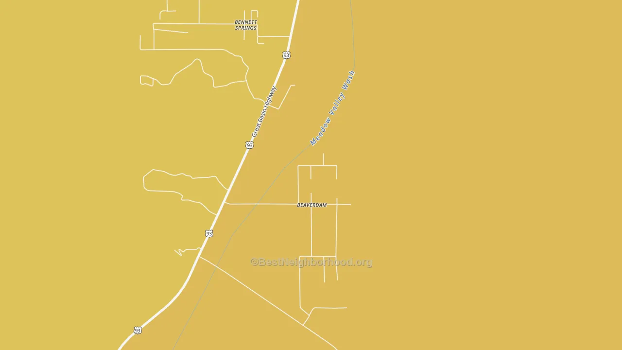 Map of the best neighborhoods in the Beaverdam area, with better matches in green and worse matches in red