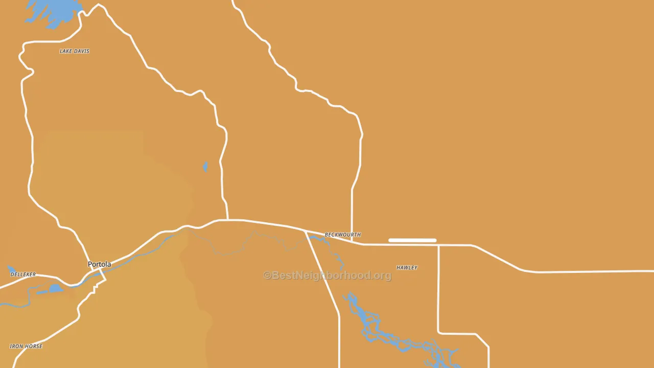 Map of the best neighborhoods in the Beckwourth area, with better matches in green and worse matches in red