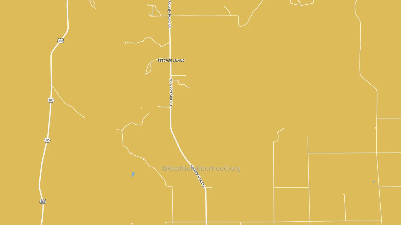 Map of the best neighborhoods in the Beecher Island area, with better matches in green and worse matches in red