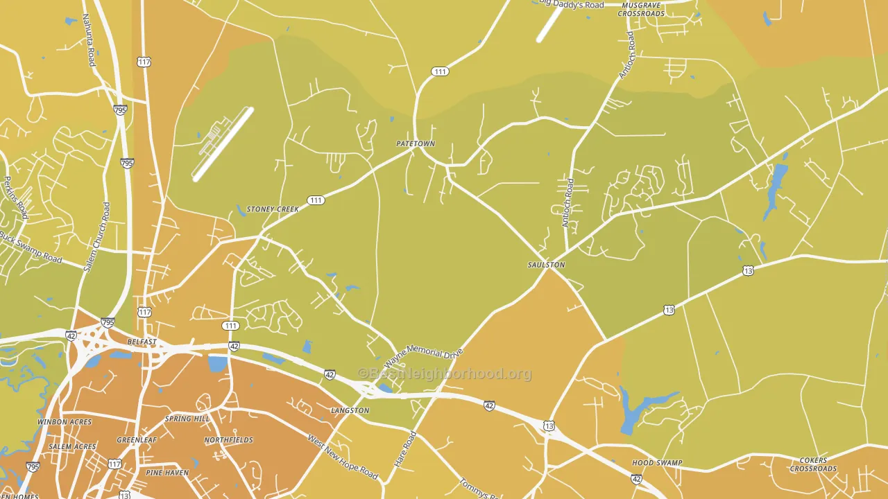 Map of the best neighborhoods in the Belfast area, with better matches in green and worse matches in red
