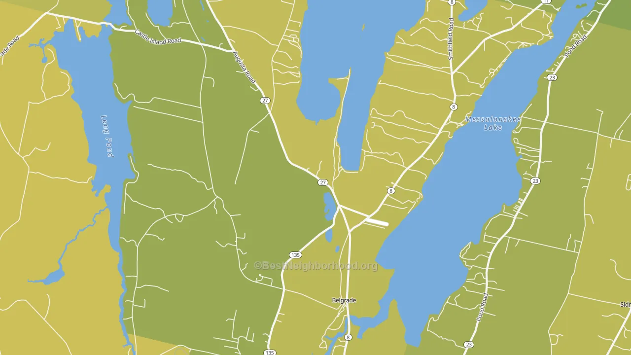 Map of the best neighborhoods in the Belgrade area, with better matches in green and worse matches in red