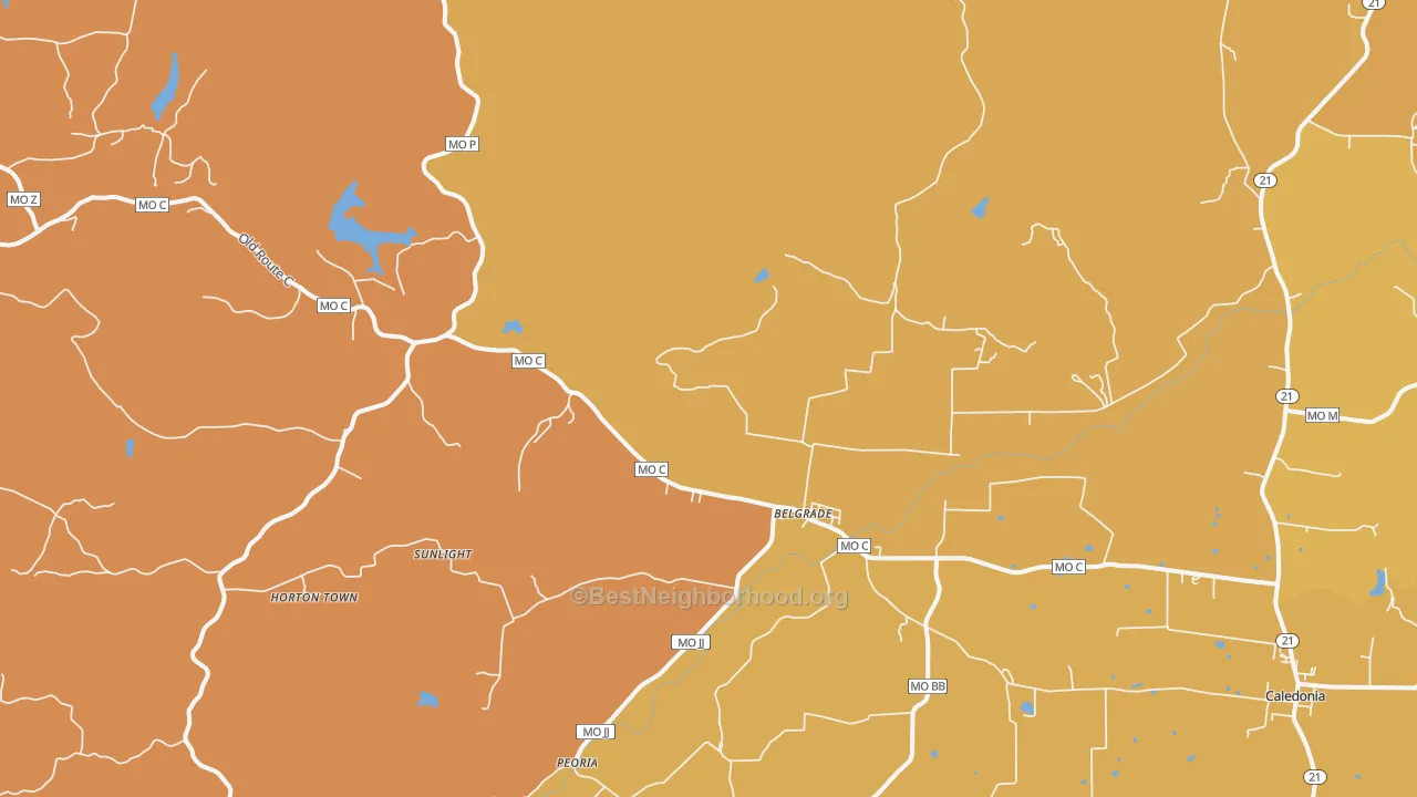 Map of the best neighborhoods in the Belgrade area, with better matches in green and worse matches in red