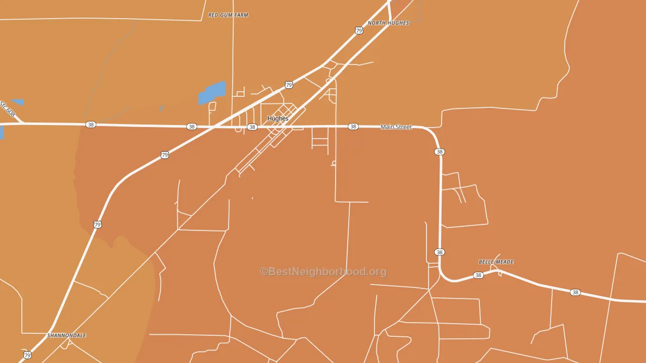 Map of the best neighborhoods in the Belle Meade area, with better matches in green and worse matches in red