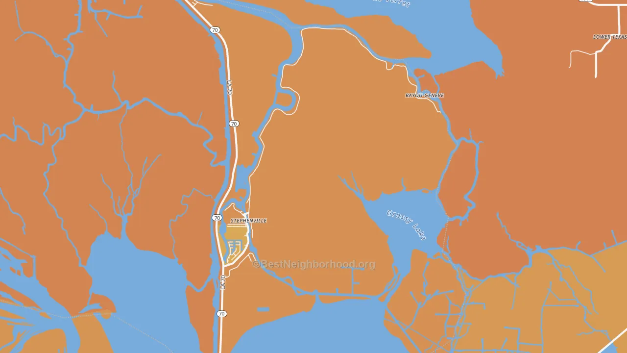 Map of the best neighborhoods in the Belle River area, with better matches in green and worse matches in red