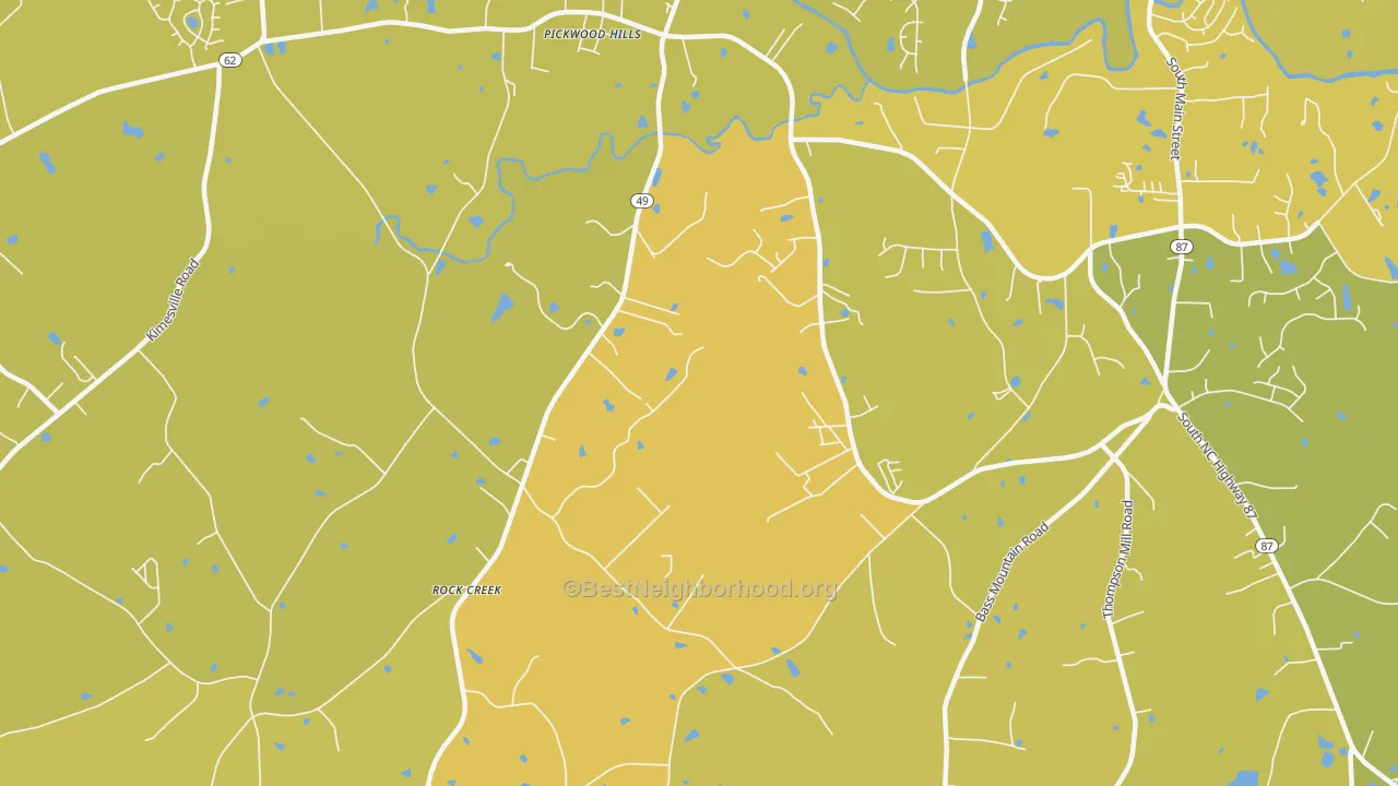 Map of the best neighborhoods in the Bellemont area, with better matches in green and worse matches in red