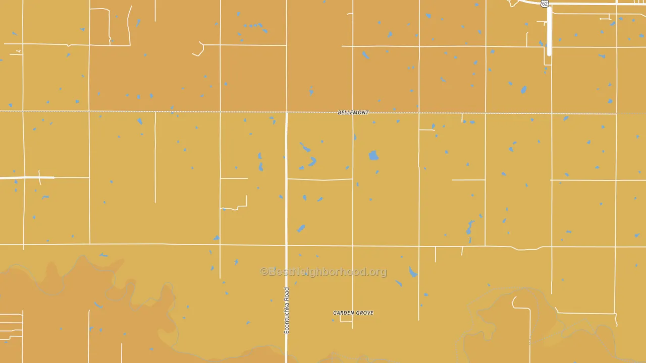 Map of the best neighborhoods in the Bellemont area, with better matches in green and worse matches in red