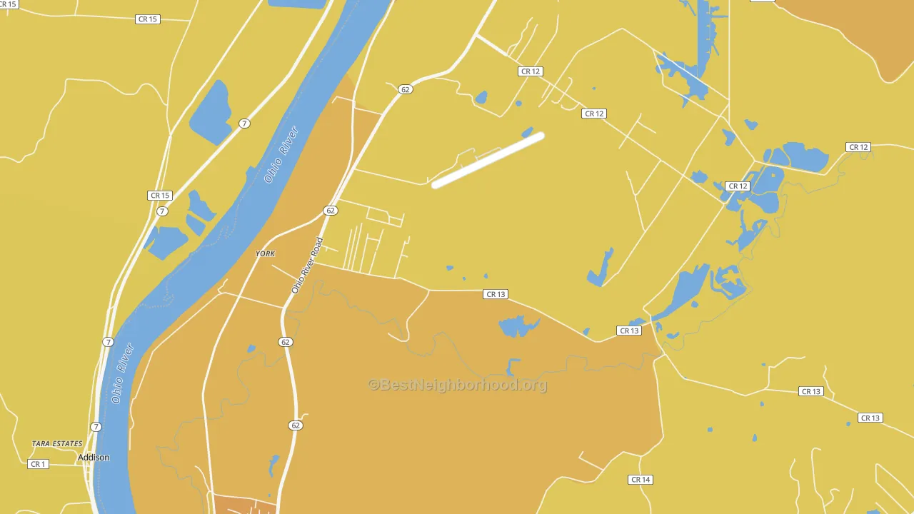 Map of the best neighborhoods in the Bellmeade area, with better matches in green and worse matches in red