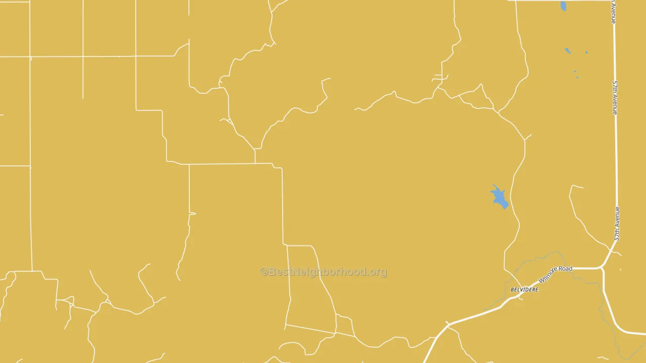 Map of the best neighborhoods in the Belvidere area, with better matches in green and worse matches in red