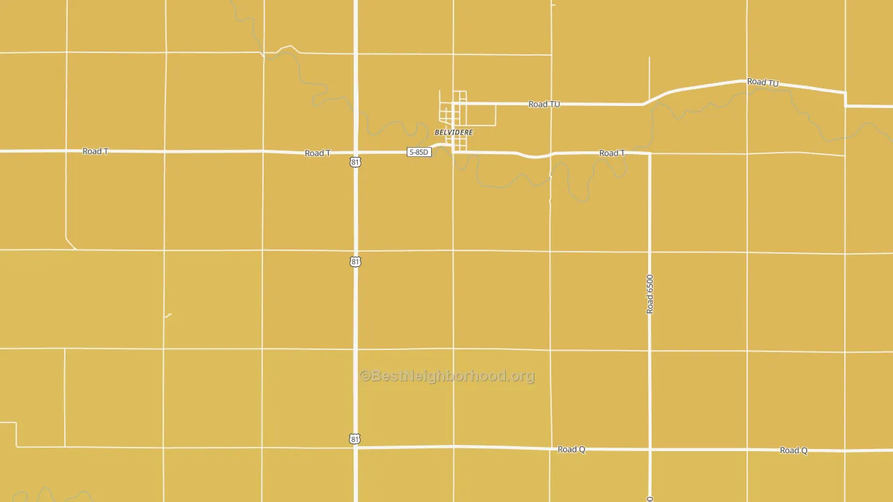Map of the best neighborhoods in the Belvidere area, with better matches in green and worse matches in red