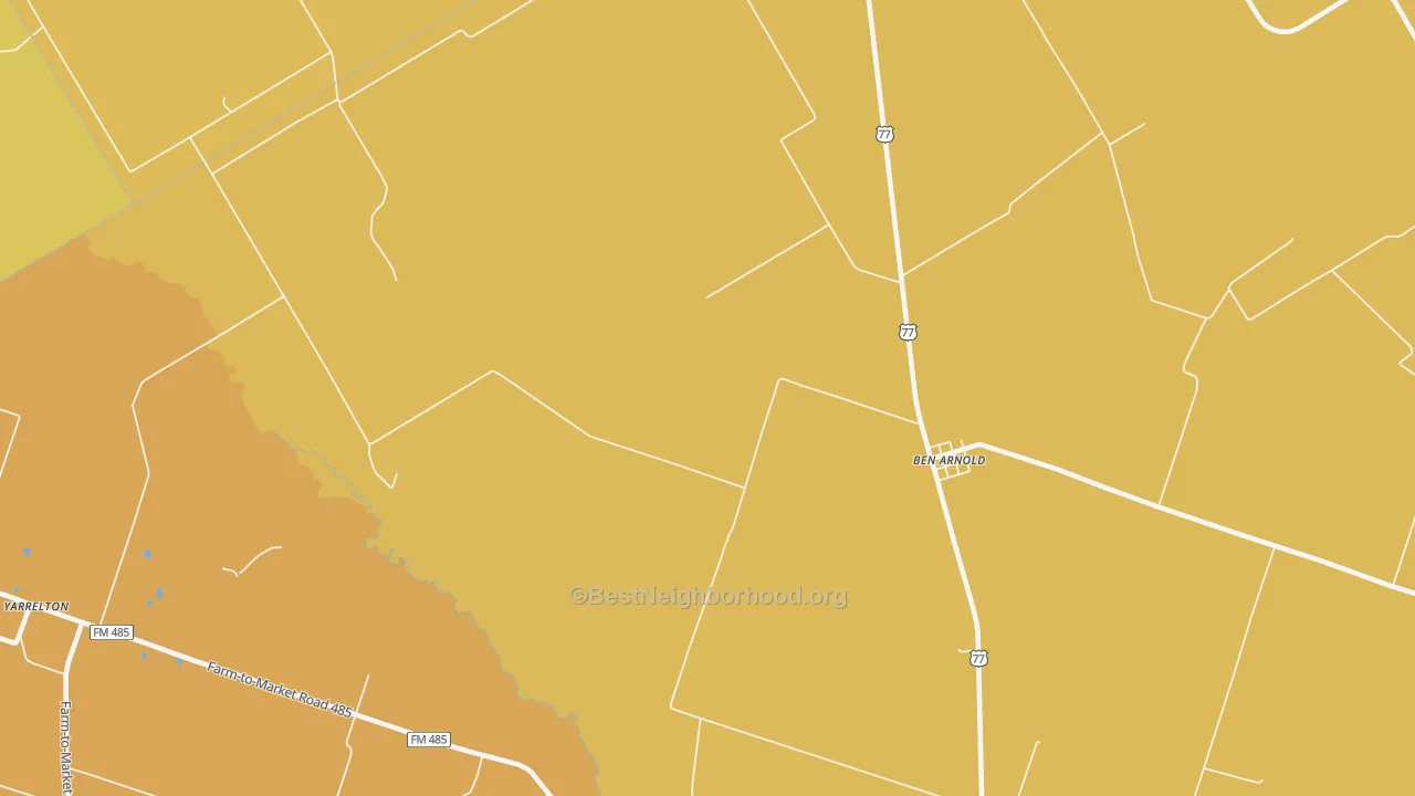 Map of the best neighborhoods in the Ben Arnold area, with better matches in green and worse matches in red