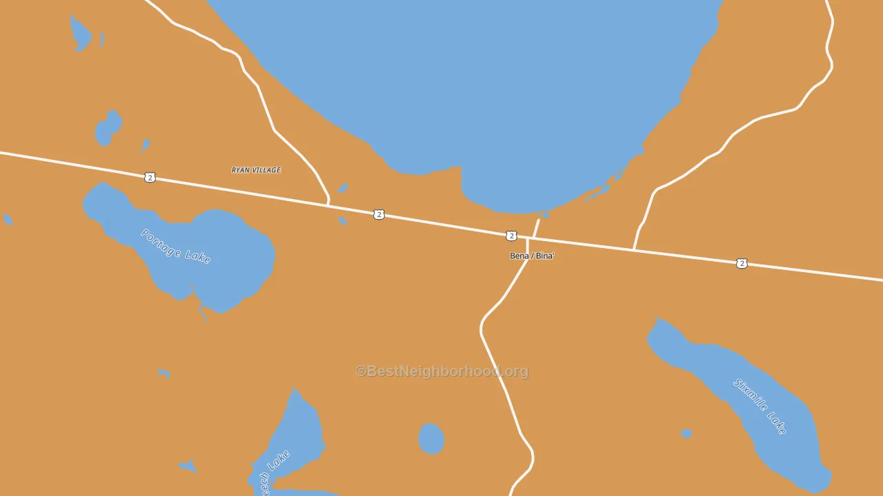 Map of the best neighborhoods in the Bena area, with better matches in green and worse matches in red