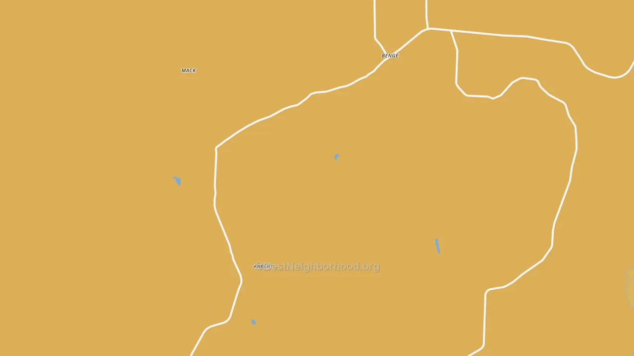 Map of the best neighborhoods in the Benge area, with better matches in green and worse matches in red